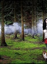 A tasty woman of a certain age has sex outside.