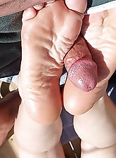 Enjoying sex toys with a dildo